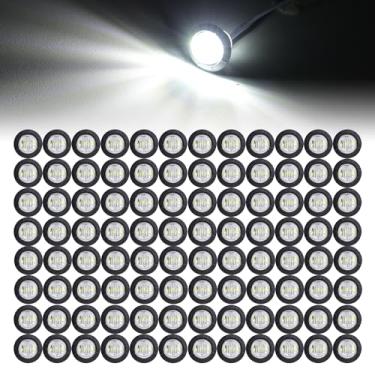 Imagem de Ledvillage 100 peças de lentes transparentes de 3/4 polegadas branco LED marcador lateral luzes de liberação universais serve para trailer caminhão caminhão SUV ATV RV ônibus van com ilhós de borracha