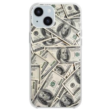 Imagem de Blingy's Capa para iPhone 15, capa protetora de TPU macio com design divertido de cem dólares e notas de cem dólares compatível com iPhone 15 de 6,1 polegadas (design de dinheiro)