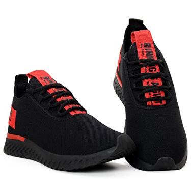 Imagem de Tênis de Academia Masculino Caminhada Treino Musculação BF Shoes (Preto e Vermelho, BR, Adulto, Numérico, 43)