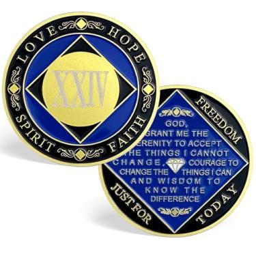 Imagem de CHURYUML 24 anos NA Coins Recovery Chip Narcóticos Presentes Anônimos Sobriedade Addiction Recovery Gifts Narcóticos Anônimos Medalhão
