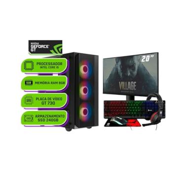 Imagem de PC Gamer Alligator Shop Intel Core i5 3470, GeForce GT 730 4GB, Memoria 8GB DDR3, SSD 240GB, Monitor 20 Polegadas