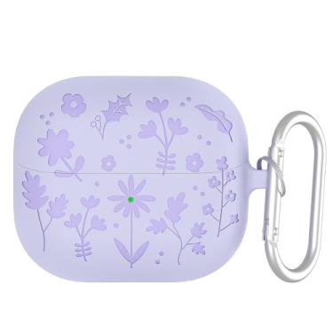 Imagem de NJBHFCN Pacote com 2 capas protetoras para fones de ouvido Samsung Galaxy Buds 3pro/Buds 3 com gancho antiperda de silicone integrado, macio, roxo