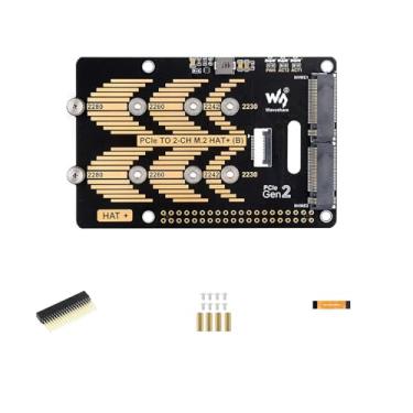 Imagem de Módulo adaptador PCIe para 2-Ch M.2 tipo B para Raspberry Pi 5 compatível com 2280/2260 / 2242/2230 tamanho NVMe protocolo M.2 SSD leitura/escrita de alta velocidade para Raspberry Pi 5 NVMe HAT taxa