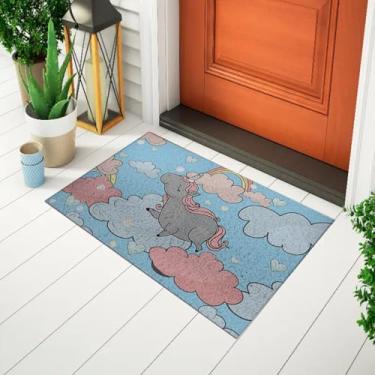 Imagem de Tapete Capacho Para Porta Divertido e Criativo Desenho Estampado - Unicornio Nas Nuvens Ca1756