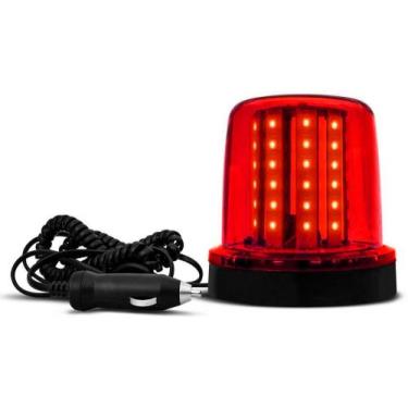 Imagem de Giroled Giroflex Sinalizador Vermelho 10w 12/24v 54 Leds Imã Cabo Espi