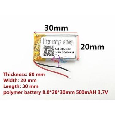 Imagem de Bateria Gps Mp3 Fone Caneta Espia 500 Mah 2 Fios  3,7v Carta - KMIG