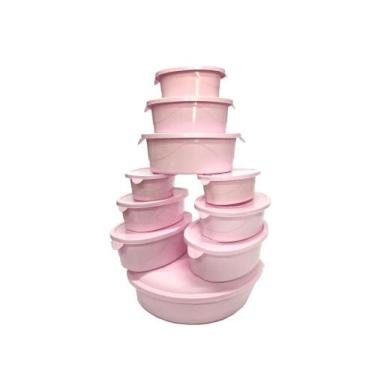 Imagem de Kit Com 10 Vasilhas Plásticas Vários Tamanhos Com Tampas - CasaBebeDec