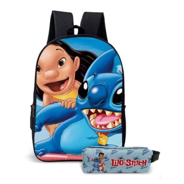 Imagem de Kit Mochila e o estojo Escolar Masculino Feminino Stitch Volta às Aula