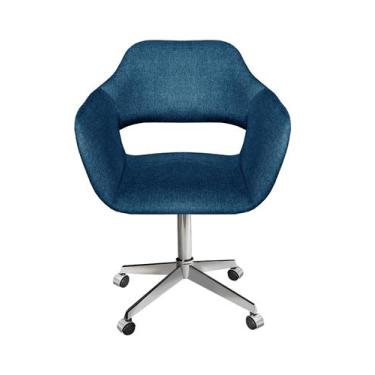 Imagem de Poltrona Decorativa Zara Cadeira Giratória com Rodinhas Salão, Escritó