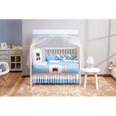 Imagem de Kit Enxoval De Berço Masculino Completo 14 Peças Azul Claro - Beatriz 