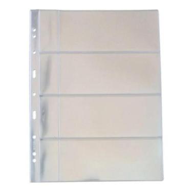 Imagem de Kit 10 Folhas Plastico Cédula Acetato 4 Divisões Com Bolso - Pccb