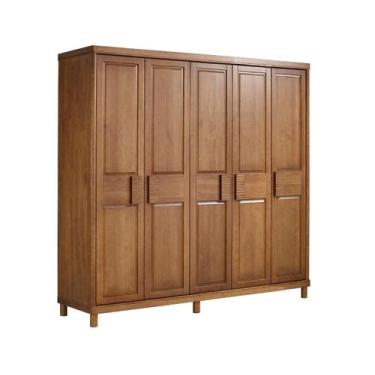 Imagem de Armário Cairo 5 Portas 3 Gavetas Madeira Maciça Weihermann, Amêndoa
