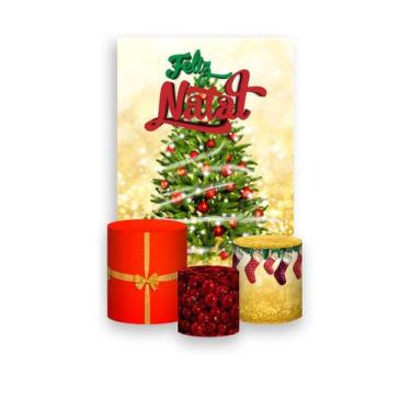 Imagem de Painel De Festa Vertical 1,50 x 2,20 + Trio De Capas Cilindro - Natal 