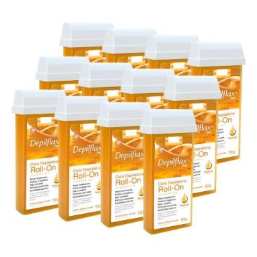 Imagem de Kit 12 Ceras para Depilação Depilatória Roll-On Mel Natural 100g Depil
