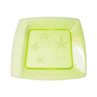 Imagem de Prato Acrílico Quadrado Amarelo 21cm 10 unidades Plastilânia
