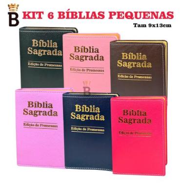 Imagem de Kit 6 Bíblias Sagrada Pequena - Luxo Variadas - 9x13cm - REI DAS BIBLI