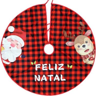 Imagem de Saia De Árvore Natal Temática Rena Papai Noel Natalino 90cm - Genérico