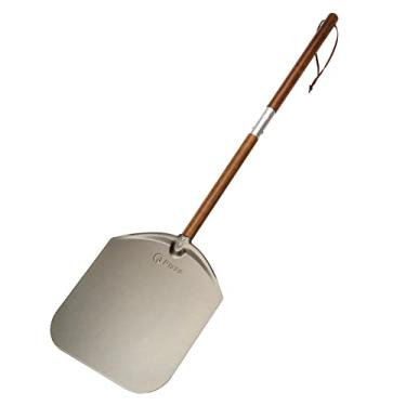 Imagem de Q Pizza Casca de pizza de alumínio de 30 cm, espátula de pizza, pá para virar pizza com cabo de madeira longo removível para forno de grelha, acessório de forno de pizza para assar pão, torta de massa