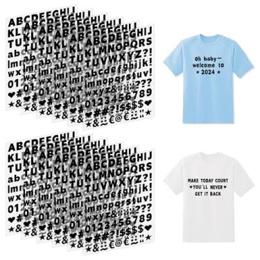 Imagem de 12 folhas de ferro sobre letras, 1200 peças, vinil, ferro sobre letras, para roupas, letras de transferência de calor de 1,75 cm com prensa de calor A-Z, adesivos do alfabeto para camisetas de tecido,