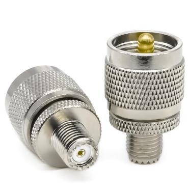 Imagem de Ahoaepy 2 peças mini adaptador UHF, mini PL259 fêmea para conector coaxial macho SO239, adaptador de antena mini SO239 PL259 de baixa perda para antena, analisador, transmissão, LMR