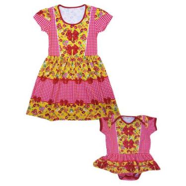 Imagem de Vestido e Body de Bebê Tal Mãe Tal Filha Estampado Festa Junina - Calu