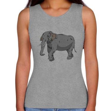 Imagem de Regata Feminina Elefante Ilustração - Foca na Moda, Cinza, G