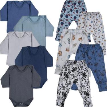 Imagem de Kit 10 Pçs Body Manga Longa E Mijão Pé Reversível Menina - Bebe Maluco