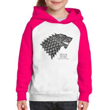Imagem de Moletom Infantil House Stark: Winter is Coming - Foca na Moda, Branco,