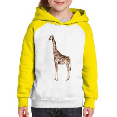 Imagem de Moletom Infantil Girafa - Foca na Moda, Branco, Amarelo, 12