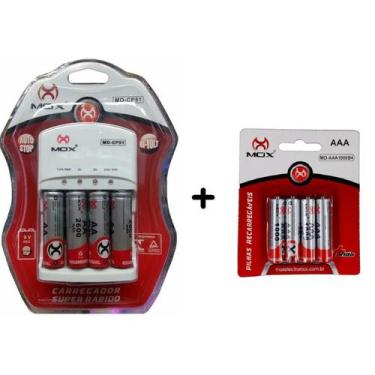 Imagem de Carregador de Pilhas e Bateria 9v + 4 Pilhas AA 2600 mah + 4 Pilhas AA