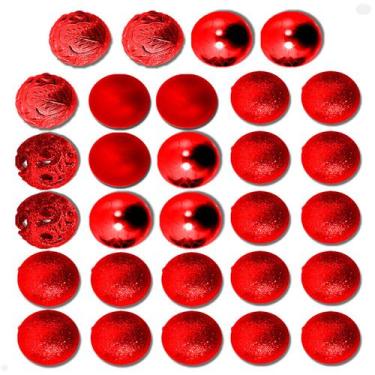 Imagem de Kit 29 bolas de natal 6cm gliter decorada brilhante luxo - BELA FLOR, 