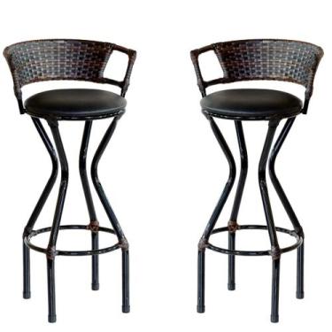 Imagem de 2 Banquetas para Balcão com Assento Estofado Charme em Ferro  - Coage 