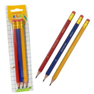 Imagem de KIt 3 Lápis Preto Grosso Leo&Leo Big Hb Escolar Jumbo Grande