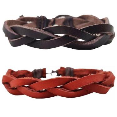 Imagem de Kit 2 Pulseira Casual Trançado Masculina Bracelete Ajustável - PENDULA