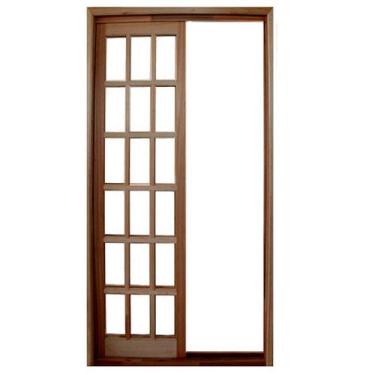 Imagem de Porta Balcão de Correr de Madeira Itaúba Quadriculada 2 Folhas Reto Es