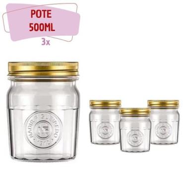 Imagem de Pote Americano Vintage Retro Tampa Biscoito 500ml Nadir 3Un - NADIR FI