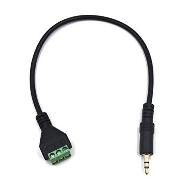 Imagem de Kework 11,8 polegadas 1/20.3 cm 3,5 mm TRS 3 polos Macho Jack para AV 3 parafusos Terminal bloco fêmea Balun extensão sem solda, conector adaptador extensor cabo de áudio estéreo (3,5 mm macho de 3