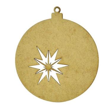 Imagem de Aplique Bola de Natal Estrela Cadente 8,7cm Mdf Madeira - ATACADÃO DO 
