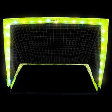 Imagem de Aoneky Gol de futebol com iluminação LED de 4x3 pés - rede de futebol pop-up que brilha no escuro