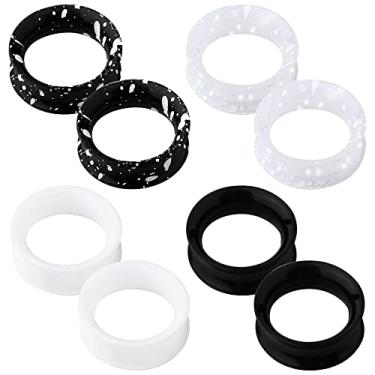 Imagem de OUFER Alargadores de orelha flexíveis de silicone, alargadores de alargadores de orelha com alargador duplo, alargadores de orelha de carne, joia para mulheres e homens, Metal, Zircônia cúbica