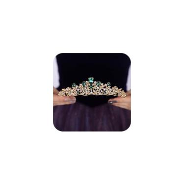 Imagem de Teyglen Tiara e coroa de casamento para mulheres, coroa de princesa com strass de cristal dourado para festa de formatura e rainha da Grã-Bretanha, acessórios de cabelo, Free size, Strass, Sem Pedra