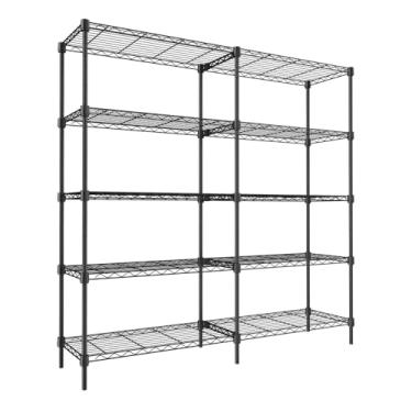 Imagem de GarveeHome Prateleiras de garagem de 5 camadas Prateleiras de garagem ajustáveis resistentes, rack de armazenamento para armário de despensa de armazém, prateleiras de armazenamento utilitárias de