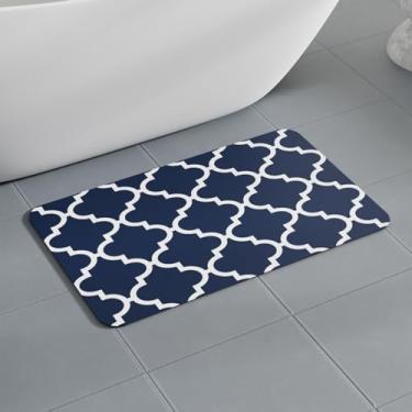 Imagem de NFECO Tapete de banheiro antiderrapante, tapete de banheiro fino absorvente de ceia com suporte de borracha, tapete de banheiro felpudo lavável sob a porta, tapete de banho de secagem rápida, lanterna