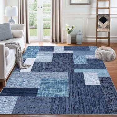 Imagem de WESTLOOM 22 x 30,5 cm, moderno, geométrico, lavável à máquina, tapete para sala de estar, quarto, patchwork, contemporâneo, antiderrapante, resistente a manchas, tapete para decoração de chão de casa,