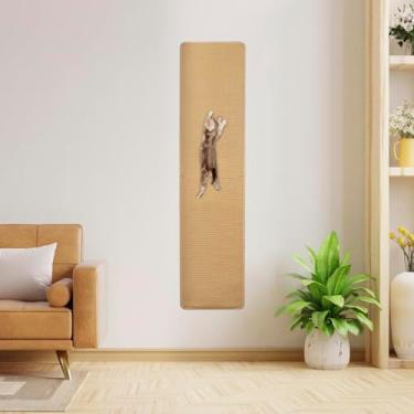 Imagem de Amfiyq Tapete extragrande para escalada na parede para gatos, 153 x 40 cm, almofada grossa e alta para arranhar gatos com 8 pregos, tapete arranhador de sisal para pendurar na porta para móveis, sofá