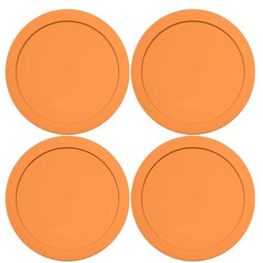 Imagem de Tampas para recipientes de vidro redondos Pyrex e Anchor (4 xícaras, laranja-4 pacotes)