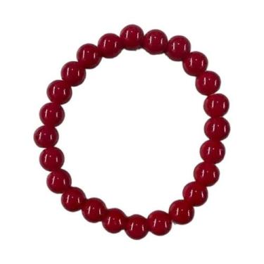 Imagem de Pulseira Pedra Natural Jade Vermelho Vivo 8 Mm - Meta Atacado