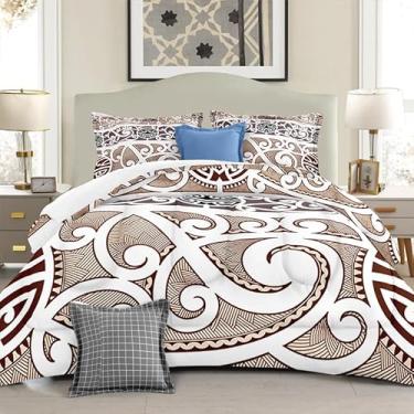 Imagem de Yilinata Conjunto de edredom de flores marrons, arte moderna, impresso, conjunto de cama com 1 edredom e 2 travesseiros para quarto, dormitório, todas as estações, Queen 229 x 228 cm