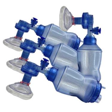 Imagem de WNL Products 5000Ibvm Practi-Mask A Máscara de Treinamento de Rcp Infantil Bvm Inclui 4 Máscaras de Treinamento de Rcp Infantil, 4 Bolsas de Compressão de Válvula de Bolsa Infantil, 4 Bolsas de Reserv
