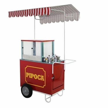 Imagem de Carrinho de pipoca doce e salgada com 2 pipoqueiras rodas pneumática Mod 4226